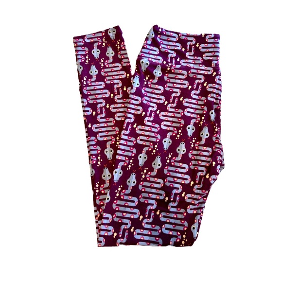 LuLaRoe Snake Leggings Size OS Purple and Gray - Picture 1 of 5